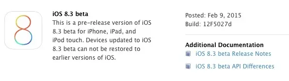 iOS 8.3 Beta distribuée aux développeurs (mais pourquoi ?)
