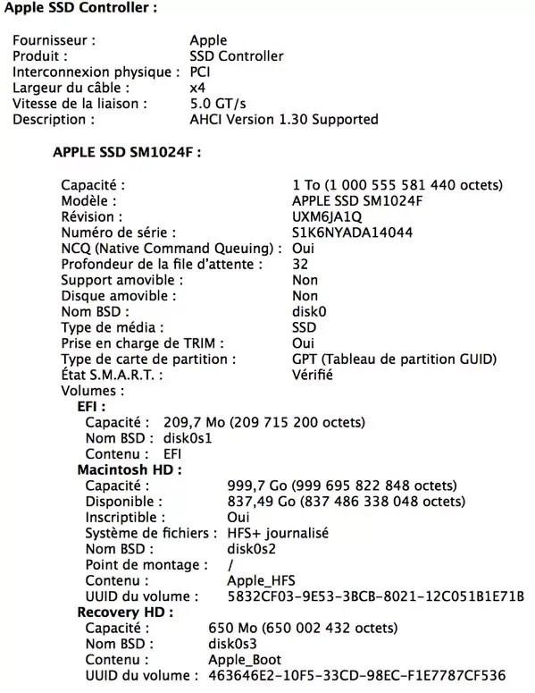 Le SSD du MacBook Pro Retina 15" dépasse 1Go/s avec 4 lignes de PCIe !