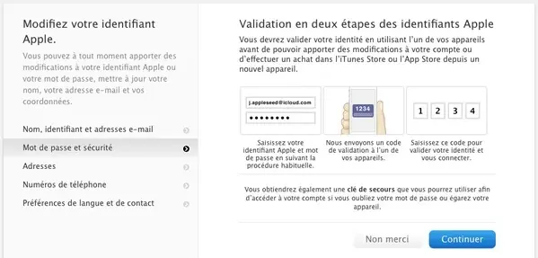 Apple : la validation en deux étapes s'étend à 59 pays