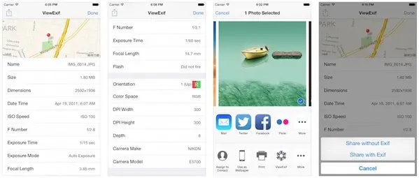 ViewExif, qui affiche et supprime les données EXIF des photos sur iOS, est gratuit ce week-end