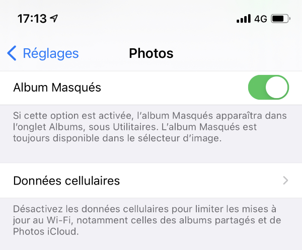 iOS 14 dissimule par défaut l’album des photos masquées !