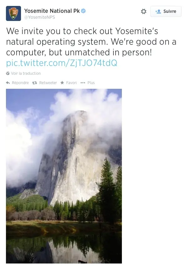 Insolite : le parc Yosemite invite les MacFans à venir utiliser son système d'exploitation "Naturel"