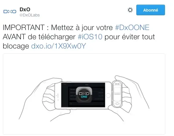 Mettez bien à jour vos apps avant d'installer iOS 10 (notamment la DxO ONE)
