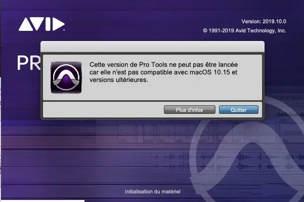 Pro Tools 2019.12 : un début de compatibilité avec Catalina