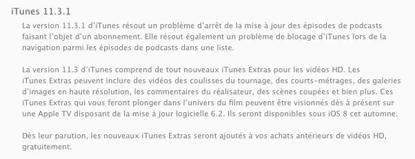 iTunes 11.3.1 corrige les podcasts