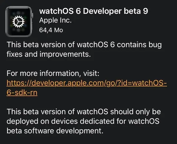 Apple déploie également un neuvième beta pour watchOS 6 (et tvOS 13 beta 8)