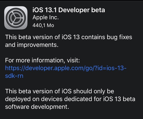 Une première beta inattendue pour iOS 13.1