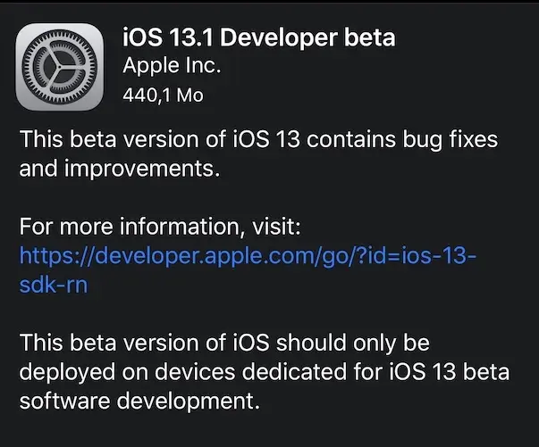 Une première beta inattendue pour iOS 13.1