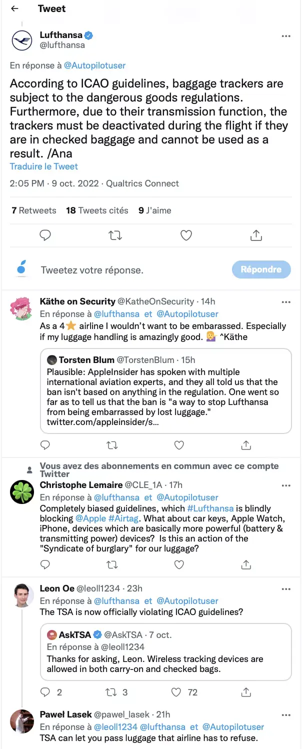 Jugés trop dangereux, les AirTags sont interdits de vol à la Lufthansa ! 