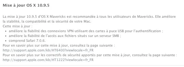 OS X 10.9.5 disponible !