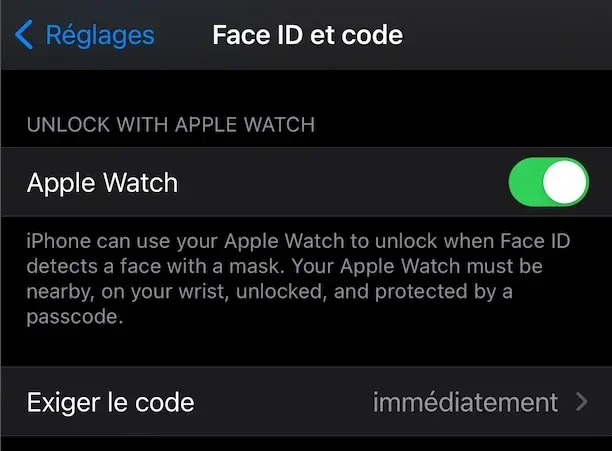 iOS 14.5 : prise en main du déverrouillage de l'iPhone par l'Apple Watch