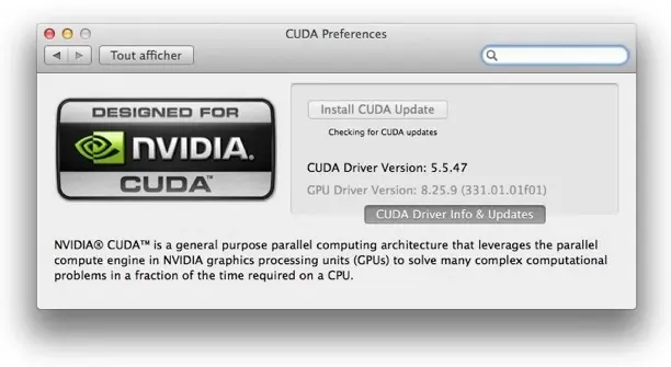 NVidia sort de nouveaux pilotes CUDA pour OS X