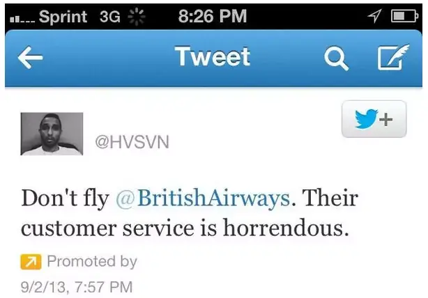 Insolite : il achète un tweet sponso pour basher British Airways