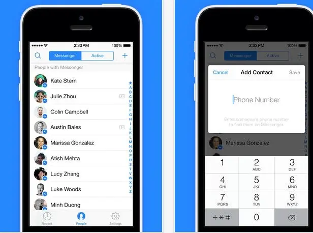 Facebook Messenger iOS en version 3 gère les numéros de téléphones et iOS 7