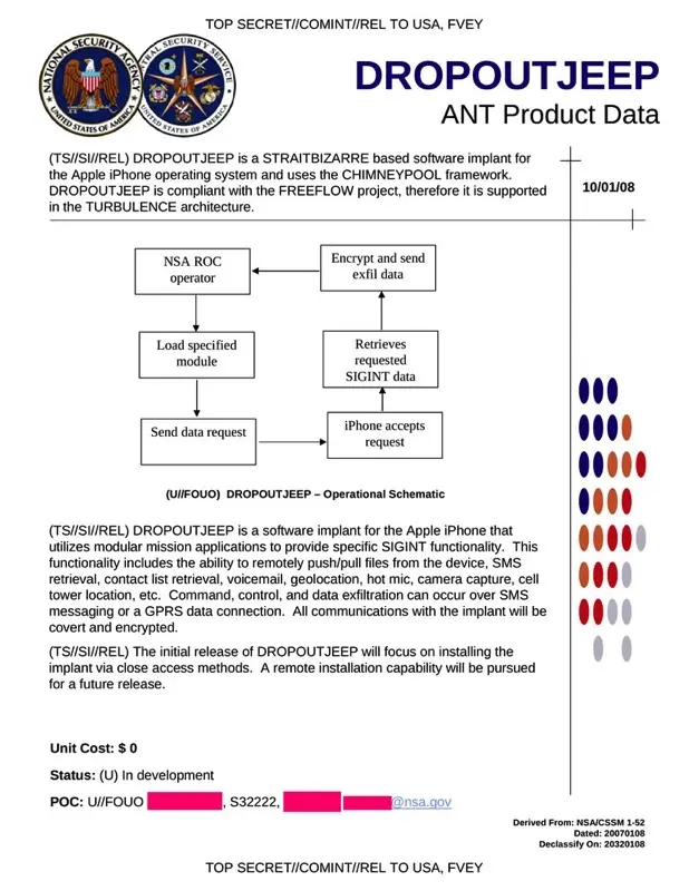 La NSA pouvait jailbreaker les iPhone en 2008 et pirater les réseaux WiFi