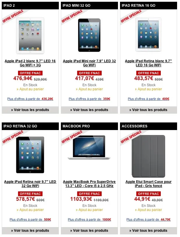 Une vente flash sur les iPad et un MacBook Pro 13" à la fnac