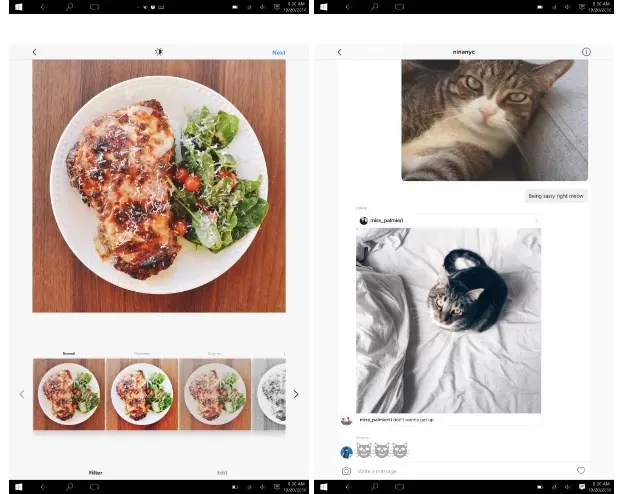 Instagram est disponible sur tablette... Windows