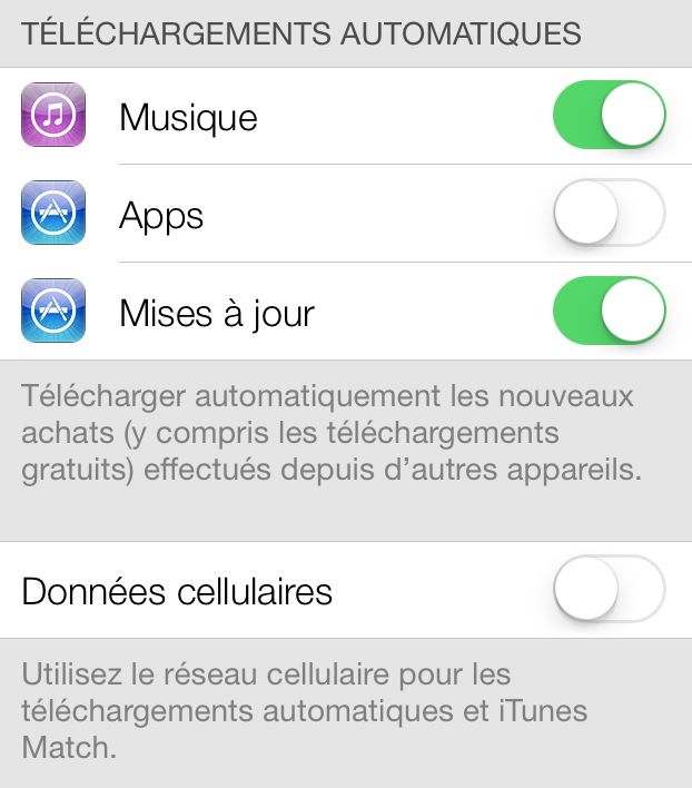 iOS 7 : le téléchargement automatique des mises à jour, actif par défaut