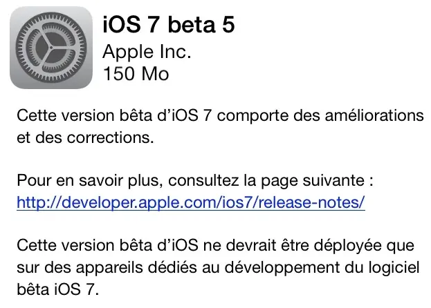 iOS 7 beta 5 est disponible !