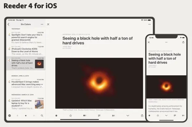 Reeder 4 est temporairement gratuit sur iOS et macOS (au lieu de 5,49€ et 10,99€)