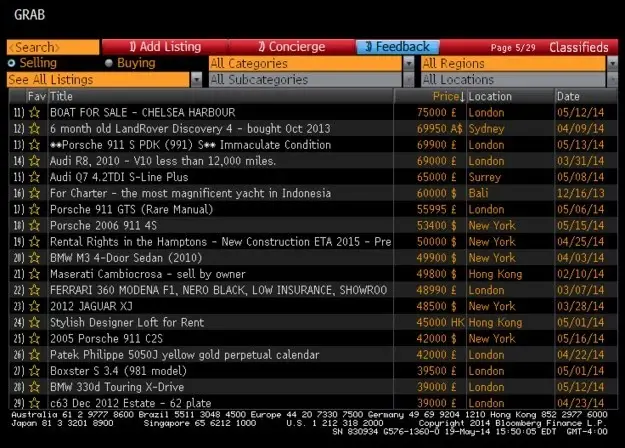 Insolite : les PC Bloomberg ont un système de petites annonces pour traders (façon minitel)