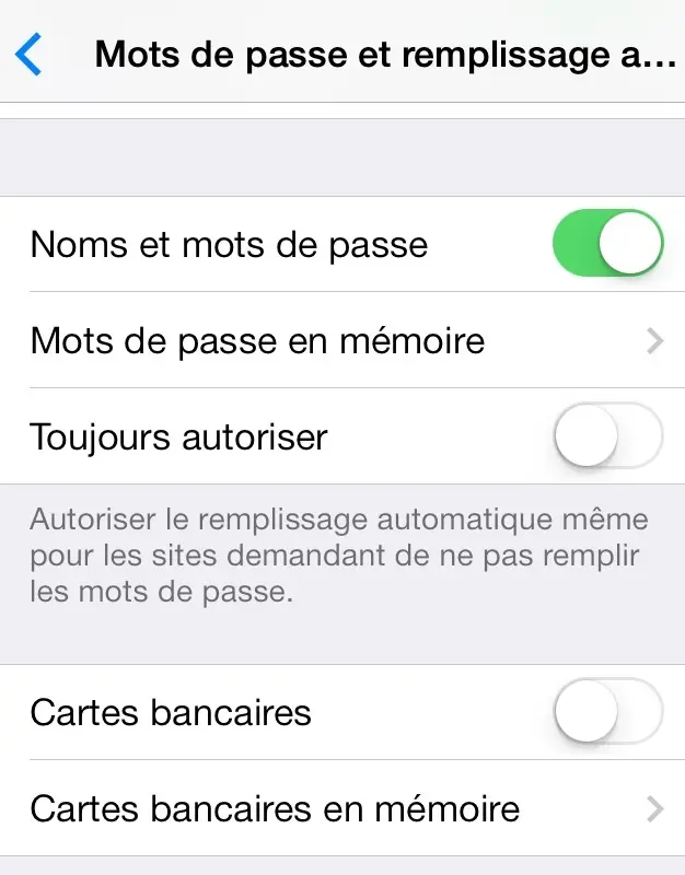 iOS 7 Beta 5 : forcer le remplissage automatique