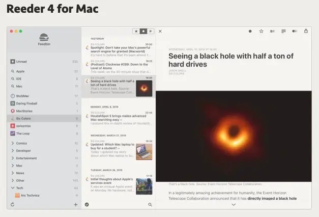 Reeder 4 est temporairement gratuit sur iOS et macOS (au lieu de 5,49€ et 10,99€)