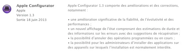 Apple Configurator passe en version 1.3, moins de bogues, plus de performance