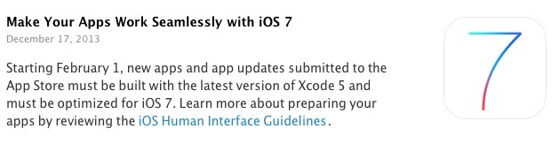 Les Apps soumises à Apple devront être optimisée iOS 7 au 1er février