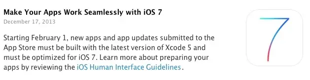 Les Apps soumises à Apple devront être optimisée iOS 7 au 1er février