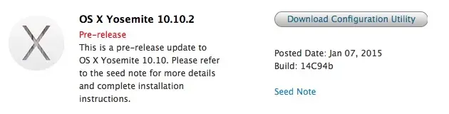 Mise à jour de Yosemite OS X 10.10.2 beta