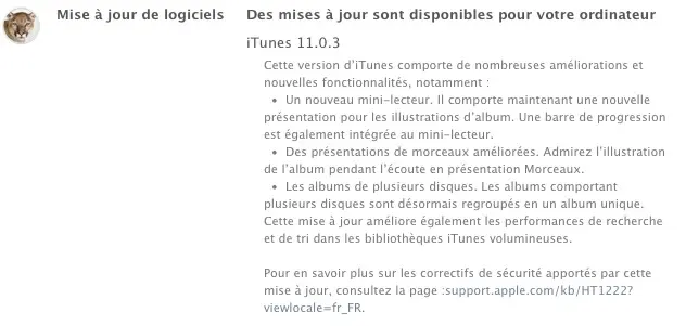 La mise à jour iTunes 11.0.3 peaufine son interface et ses performances