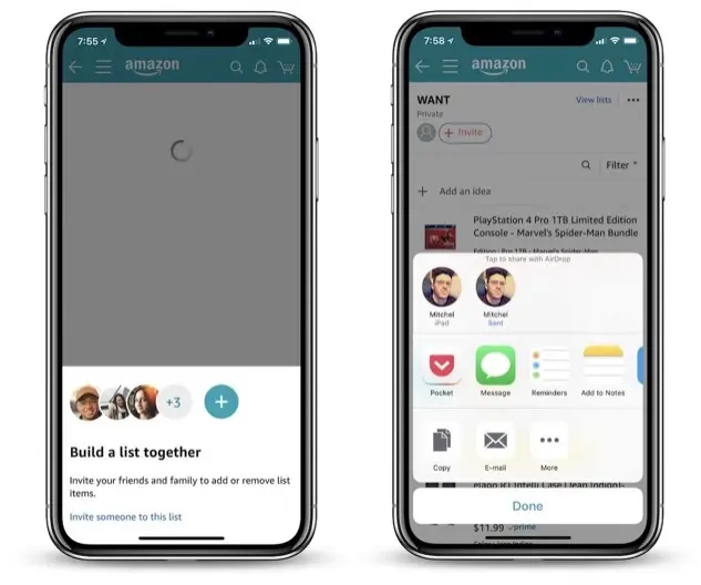 Amazon teste des listes de shopping collaboratives sur iOS et sur sa boutique en ligne