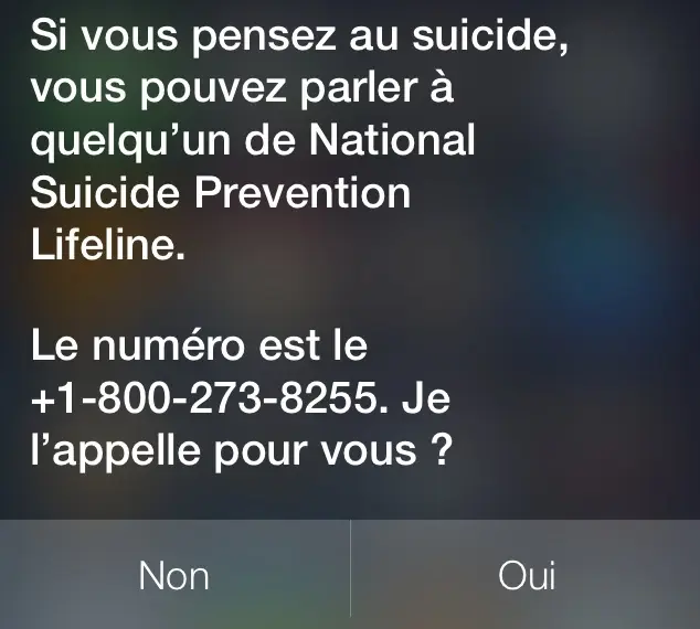 Siri doté d'une fonction pour la prévention des suicides aux USA