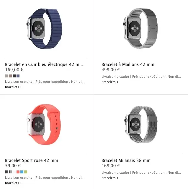 Les bracelets pour Apple Watch coûtent entre 59 et 499€