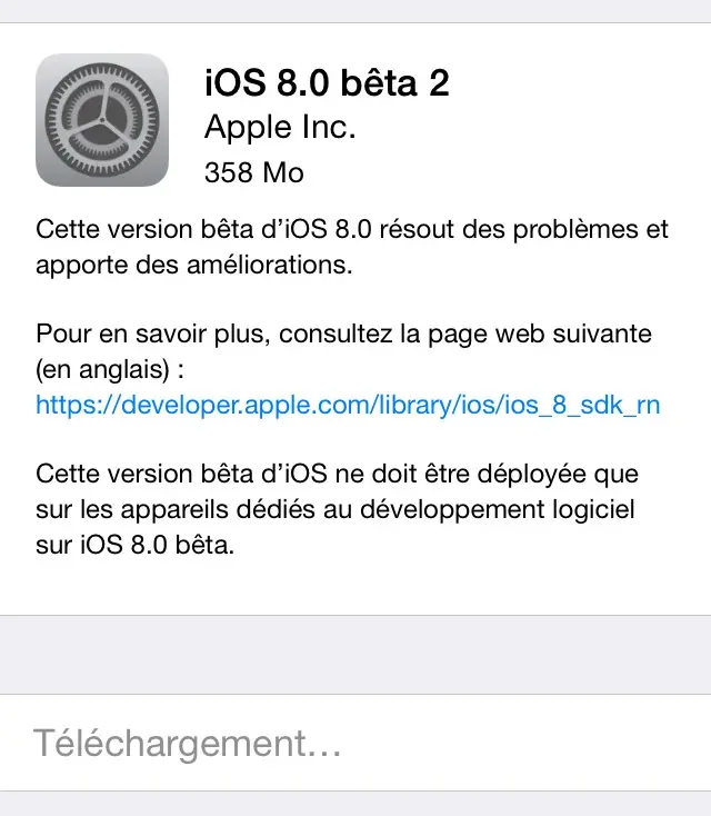 iOS 8 Beta 2 est disponible !