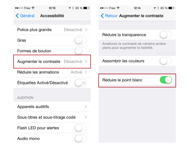 Astuce : comment atténuer le blanc et les couleurs sur iOS