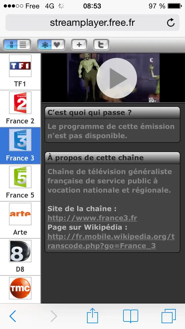 Regarder gratuitement la TV avec Free Mobile depuis son iPhone/iPad via Safari