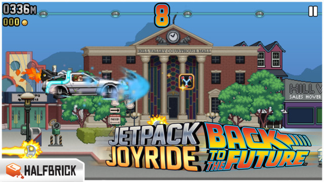 Un mode "Retour vers le futur" dans Jetpack Joyride avec la DeLorean et l'Hoverboard