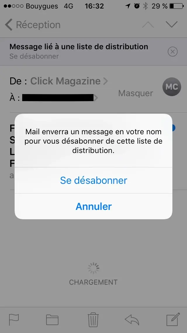 iOS 10 : Mail propose de vous désabonner des listes de diffusion