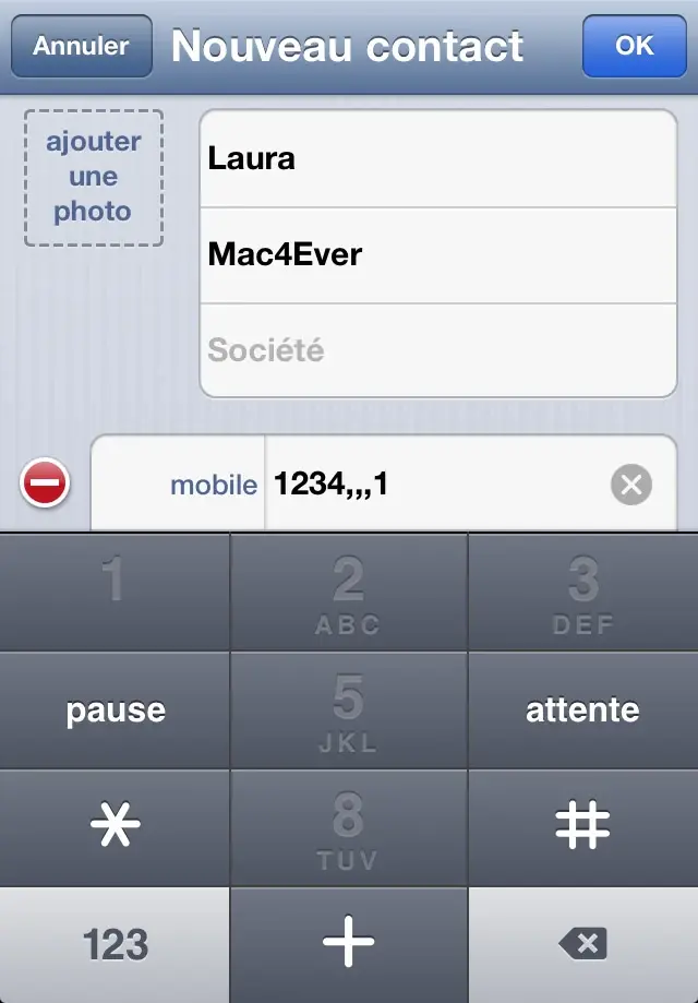 Astuce : l'iPhone est capable d'appeler un correspondant avec une extension