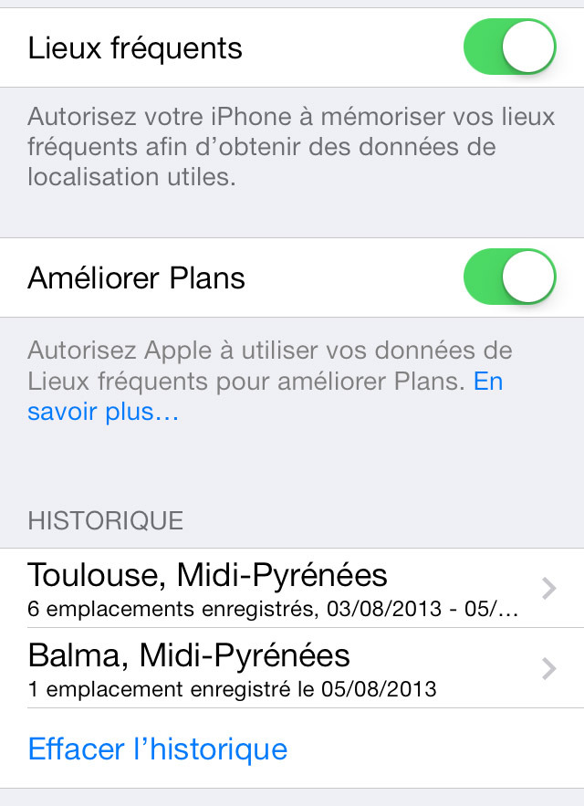 La fonction "lieux fréquents" d'iOS 7 est un vrai mouchard