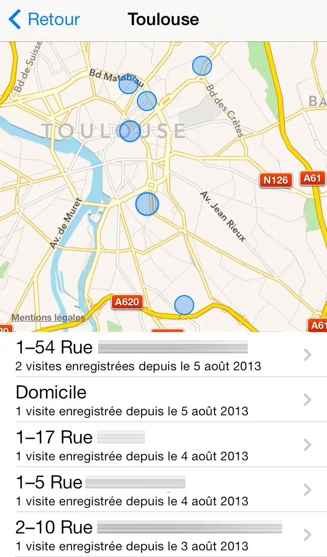 La fonction "lieux fréquents" d'iOS 7 est un vrai mouchard