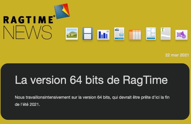 Pas de Ragtime 64 bits avant la fin de l'été 2021