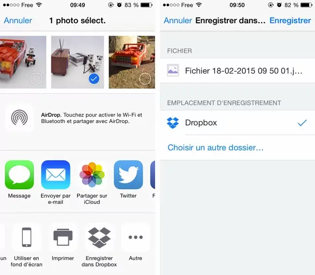 Dropbox permet d'enregistrer des fichiers dans son compte depuis les autres app iOS 8