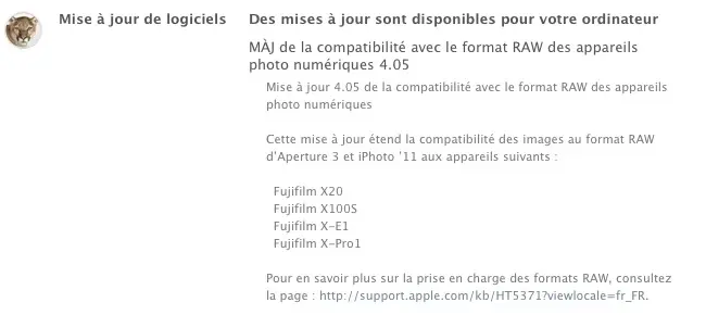 Mise à jour de compatibilité RAW 4.0.5