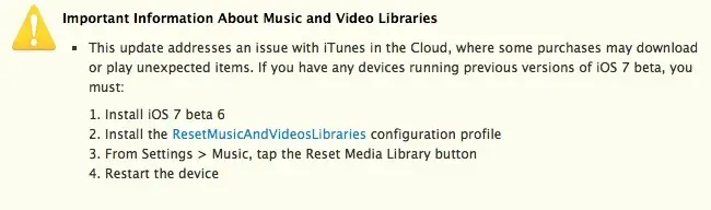 iOS 7 bêta 6 corrige un bogue iTunes dans les nuages