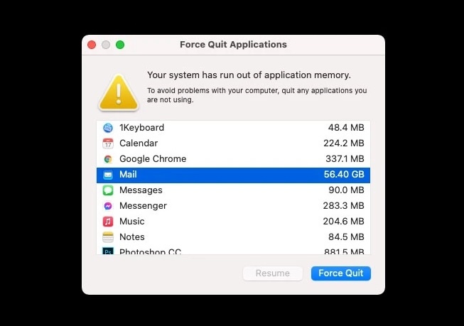 Monterey : certains utilisateurs rencontrent l'erreur "votre système a utilisé toute la mémoire allouée aux applications" 