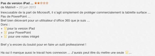 Office 365 est déjà très critiquée sur l'AppStore