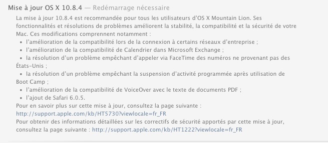 OS X 10.8.4 est disponible pour tous